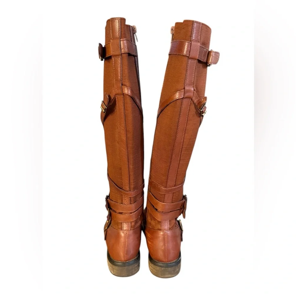 Miz Mooz Kira Brown Over the Knee Boots with Decorative Straps Women’s Size 6.5